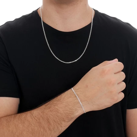 Conjunto Correntinha Masculina + Pulseira Prata 925